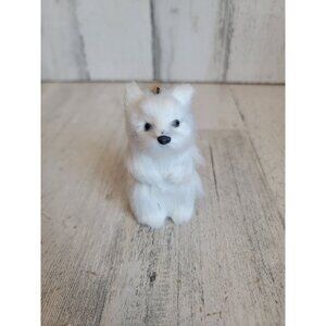 Faux fur polar bear antarctic ornament Xmas white